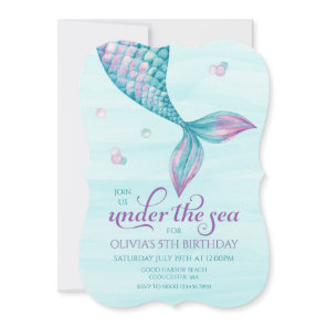 Mermaid Tail Under the Sea Birthday Invitation