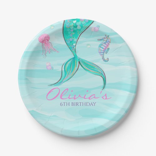Mermaid Tail Under the Sea Birthday Invitation Paper Plates