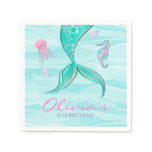 Mermaid Tail Under the Sea Birthday Napkins