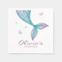 Mermaid Tail Under the Sea Birthday Napkins