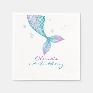 Mermaid Tail Under the Sea Birthday Napkins
