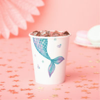 Mermaid Tail Under the Sea Birthday Paper Cups