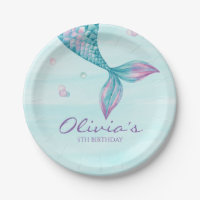 Mermaid Tail Under the Sea Birthday Paper Plates