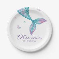 Mermaid Tail Under the Sea Birthday Paper Plates