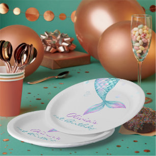 Mermaid Tail Under the Sea Birthday Paper Plates