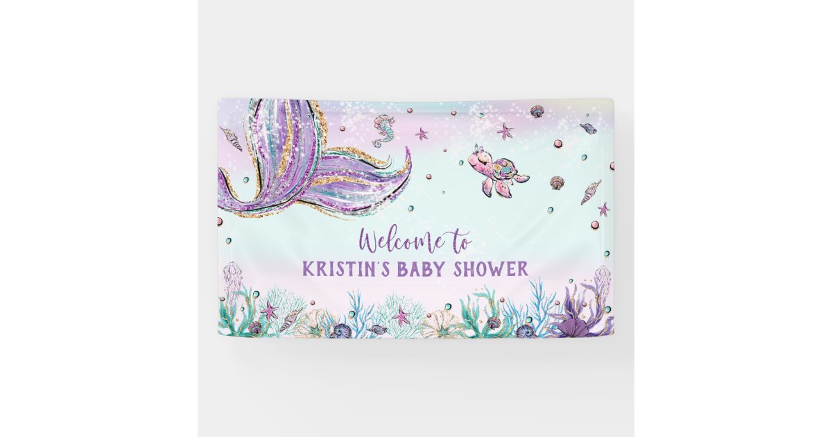 Mermaid Tail Under the Sea Birthday Party Backdrop Banner | Zazzle