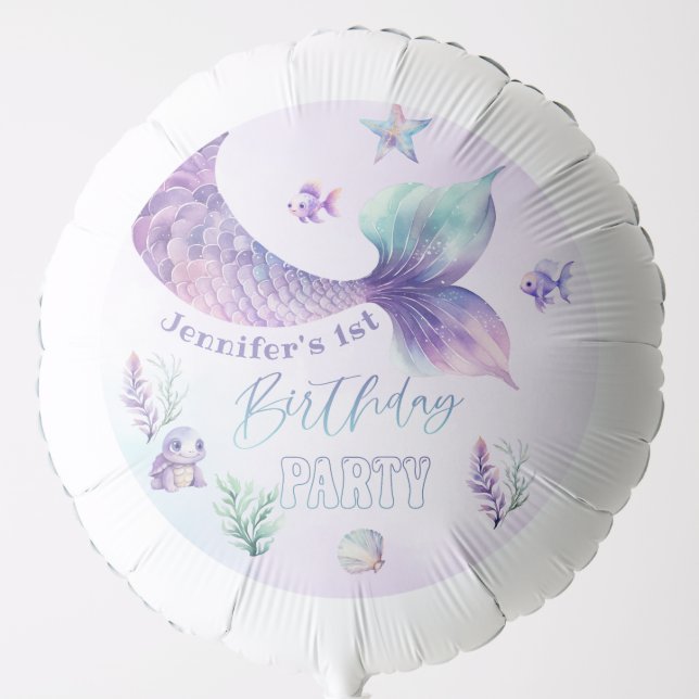 Mermaid tail Under the sea birthday party Balloon (Front)