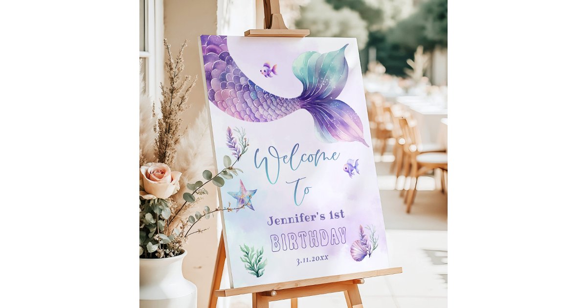 Mermaid tail Under the sea birthday party Foam Board | Zazzle