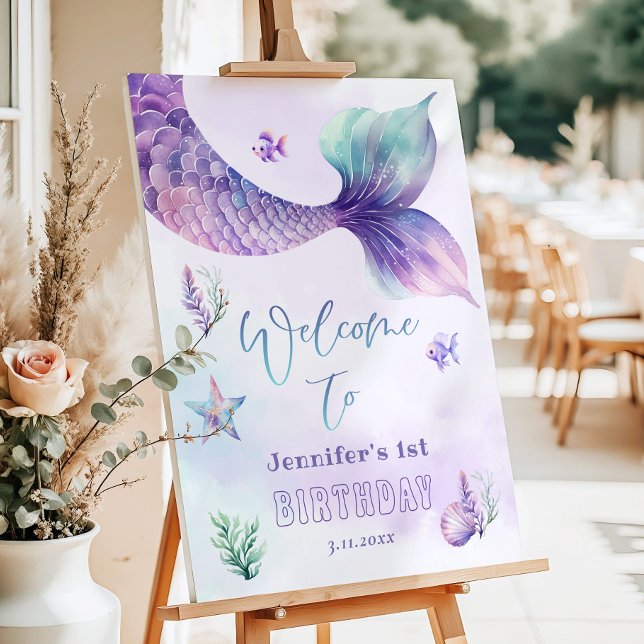 Mermaid tail Under the sea birthday party Foam Board (Creator Uploaded)