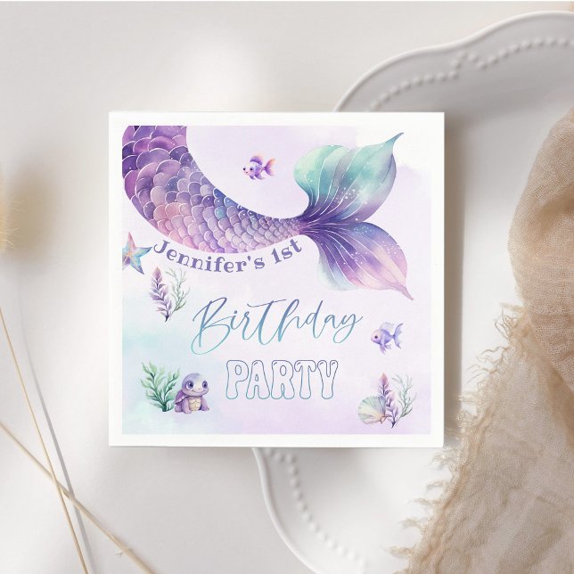 Mermaid tail Under the sea birthday party Napkins (Creator Uploaded)