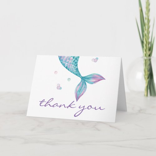 Mermaid Tail Under the Sea Birthday Thank You Card