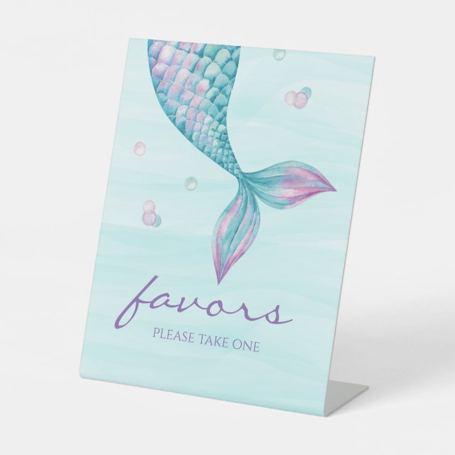 Mermaid Tail Under the Sea Favors Pedestal Sign (Front)