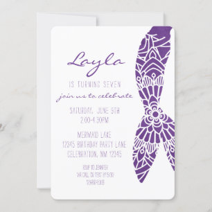 Mermaid Tail Under the Sea Girl Birthday Invitation