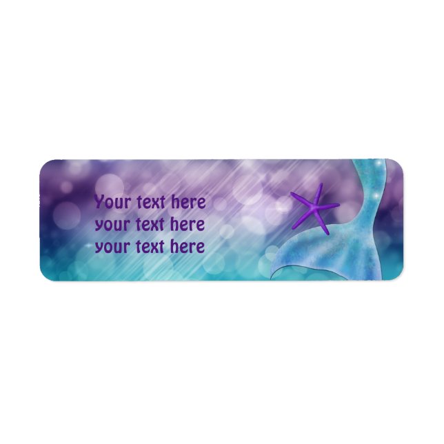 Mermaid Tail Under the Sea Party Address Labels (Front)