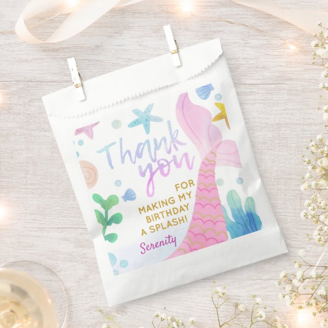 Mermaid Tail Under The Sea Party Thank You Favor Bag (Clipped)