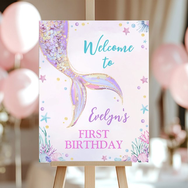 Mermaid Tail Under the Sea Party Welcome Sign (Creator Uploaded)