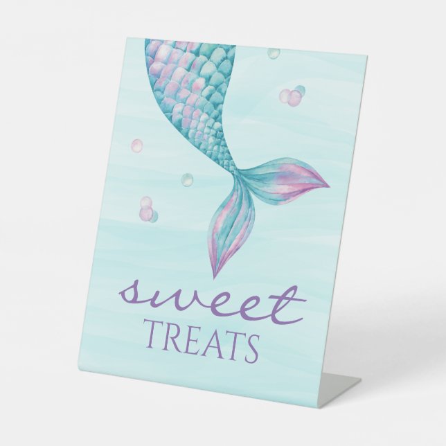 Mermaid Tail Under the Sea Sweet Treats Pedestal Sign (Front)