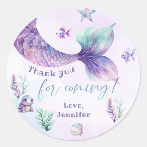 Mermaid tail Under the sea Thank you for coming Classic Round Sticker