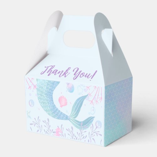 Mermaid Tail Under The Sea Watercolor Birthday Favor Boxes