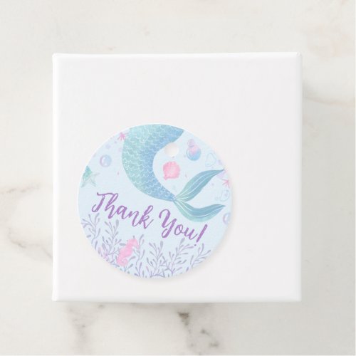 Mermaid Tail Under The Sea Watercolor Birthday Favor Tags