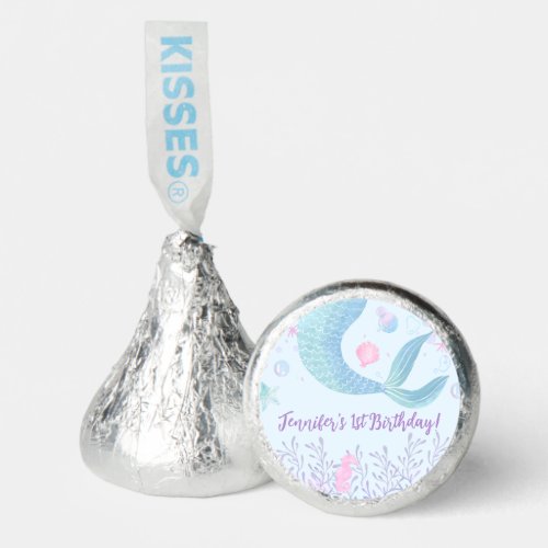 Mermaid Tail Under The Sea Watercolor Birthday Hersheys Kisses