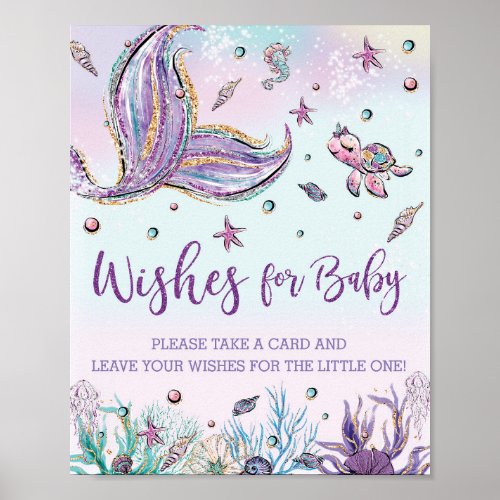 Mermaid Tail Under the Sea Wishes for Baby Sign