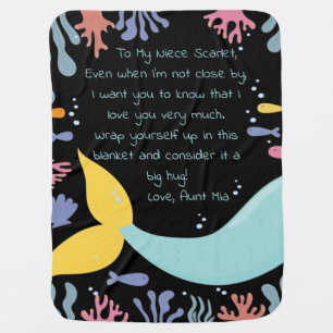Mermaid Tail Underwater Scene Reef and Fish Letter Baby Blanket