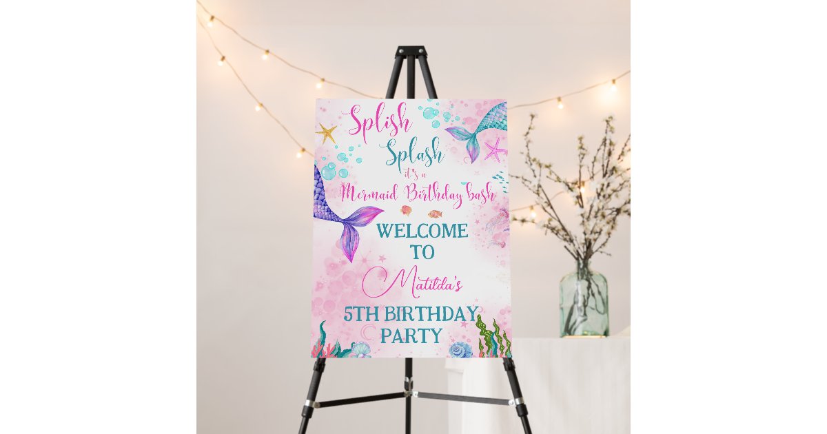 Mermaid tail Watercolor Birthday Under the Sea Foam Board | Zazzle
