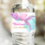 Mermaid Tail Watercolor Purple Gold Girl Birthday Water Bottle Label