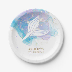 Mermaid Tail Watercolor Under the Sea Birthday  Paper Plates