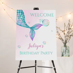 Mermaid Tail with bubbles Birthday Foam Board
