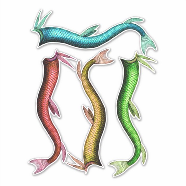 mermaid tails fins collage sheet die cuts  sticker (Front)