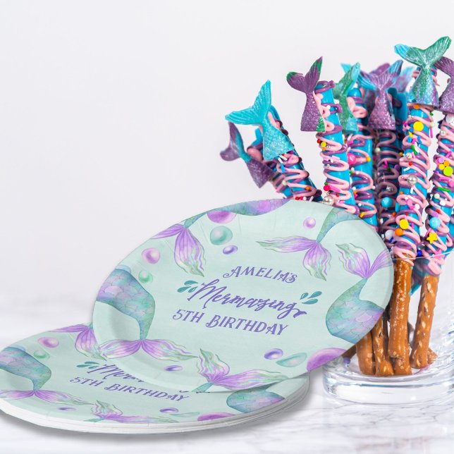 Mermaid Tails Mermazing Any Age Birthday Paper Plates (Creator Uploaded)