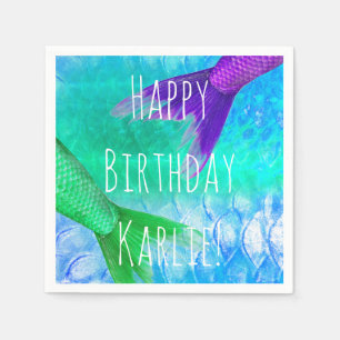 Mermaid Tails & Scales Teal Purple Napkins