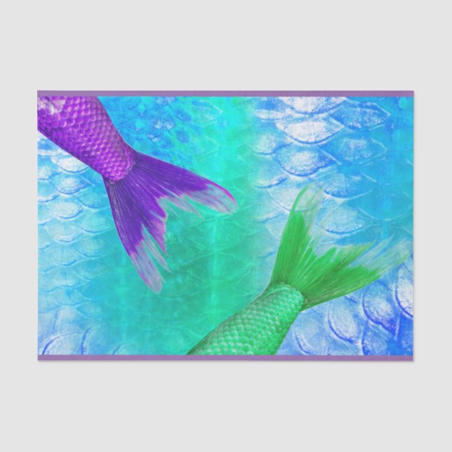 Mermaid Tails & Scales Teal Purple Tissue Paper (Front)