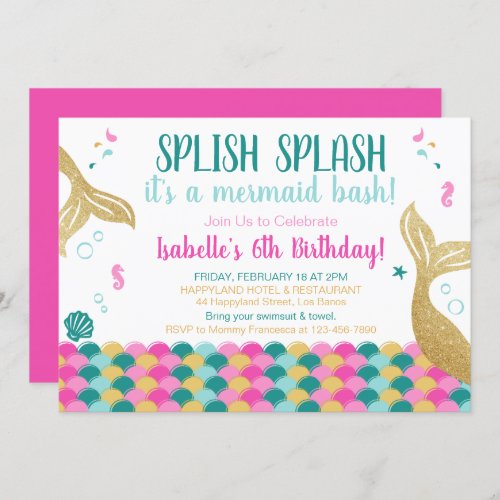 Mermaid Tails Under the Sea Birthday Invitation