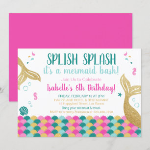 Mermaid Tails Under the Sea Birthday Invitation