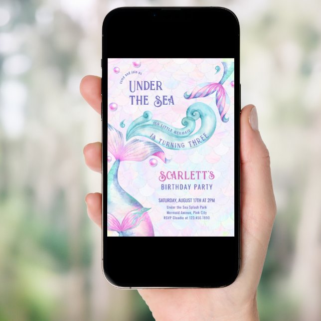 Mermaid Tails Under the Sea Girls Birthday Party Invitation (Front Digital)