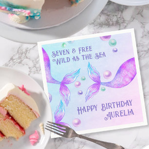 Mermaid Tails Wild as the Sea Any Age Birthday Napkins