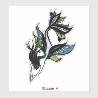 Mermaid Tattoo Style - Fantasy Ink Drawing Sticker