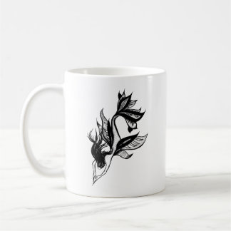 Mermaid Tattoo Style Stipple Shaded Ink Drawing Coffee Mug