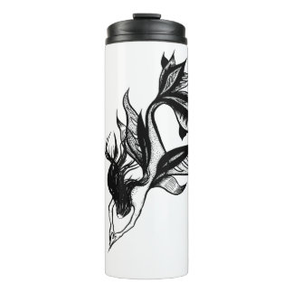Mermaid Tattoo Style Stipple Shaded Ink Drawing Thermal Tumbler