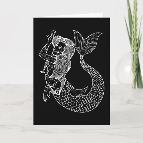 Mermaid Tattoo Vintage Mermaid Art Tattoo Girls Card