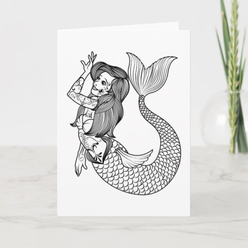 Mermaid Tattoo Vintage Mermaid Art Tattoo Girls Card