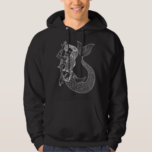 Mermaid Tattoo Vintage Mermaid Art Tattoo Girls Hoodie