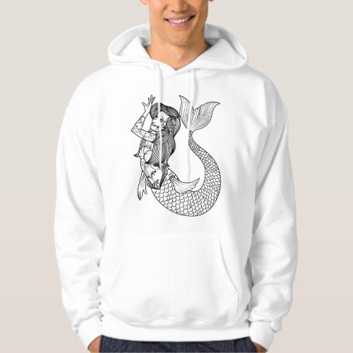 Mermaid Tattoo Vintage Mermaid Art Tattoo Girls Hoodie