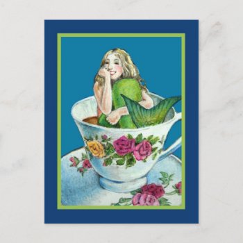 Mermaid Tea Post Card Postcard by goldersbug at Zazzle
