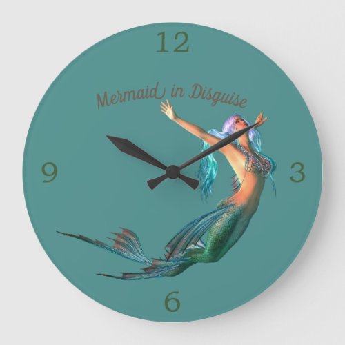Mermaid Teal  Beautiful  In Disguise Large Clock