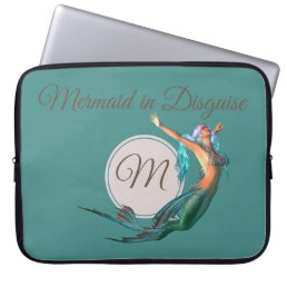Mermaid Teal Beautiful Monogram Laptop Sleeve