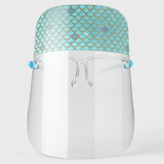 Mermaid Teal Blue COVID-19 Girly Corona Virus Face Shield (Front)